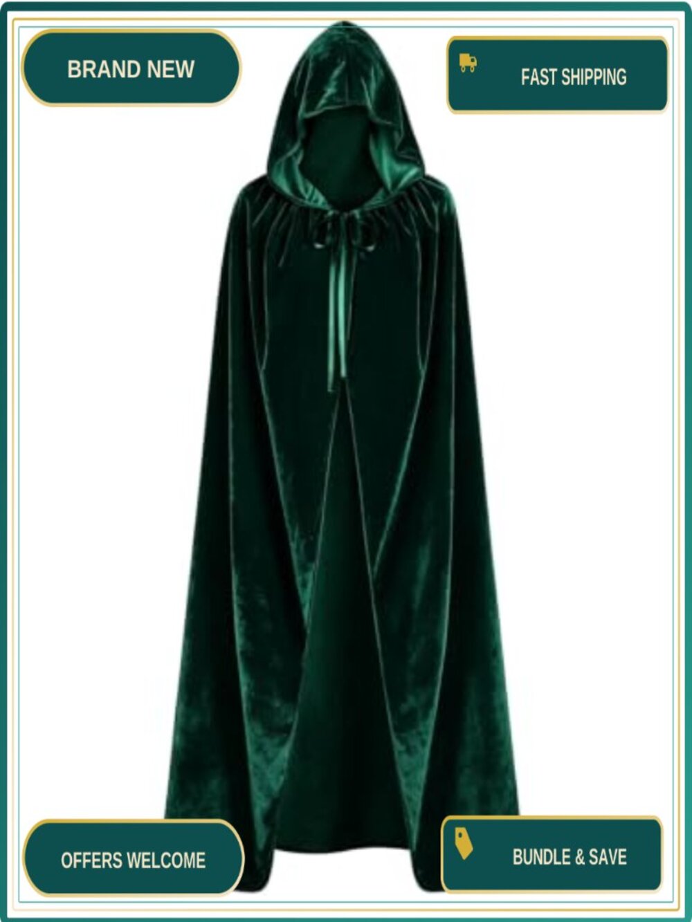 ODOCARE Velvet Hooded Cloak Cape Unisex Halloween Cosplay Costume